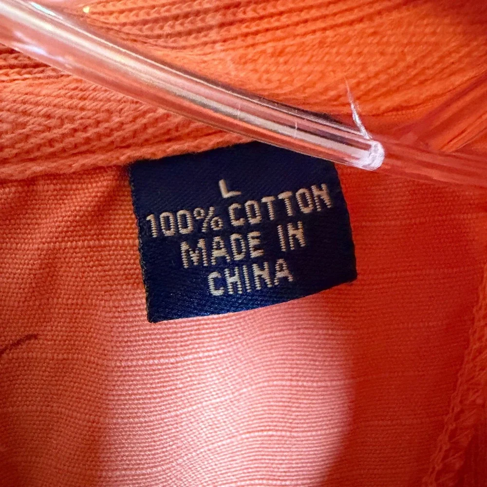 Tommy Bahama Relax Mens‎ Orange 1/4 Zip Pullover Cotton Sweatshirt 73-TR241 L
